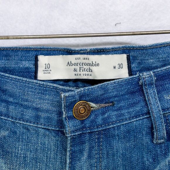 Women's Size 10 Jeans ABERCROMBIE FITCH Distress Skinny Ankle Zip 100% Cotton - Picture 3 of 6